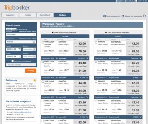 tripbooker koleje podgląd warszawa kraków